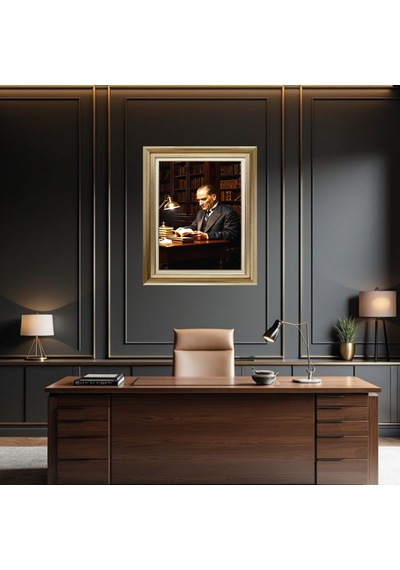Çerçeveli Deri Atatürk Tablosu 32 Çerçeveli Tablo 61x81 Cm Diğer