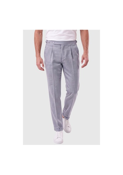 Deepsea Erkek Mavi Safari Ceketli Slim Fit 2'li Takım Elbise Pileli Duble Paça Pantolon 2600723 Deepsea Erkek Mavi Safari Ceketli Slim Fit 2'li Takım Elbise Pileli Duble Paça Pantolon 2600723