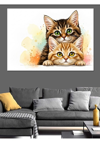 Suluboya Kedi Göz Detayı Dekoratif Kanvas - Mdf Ahşap Tablo