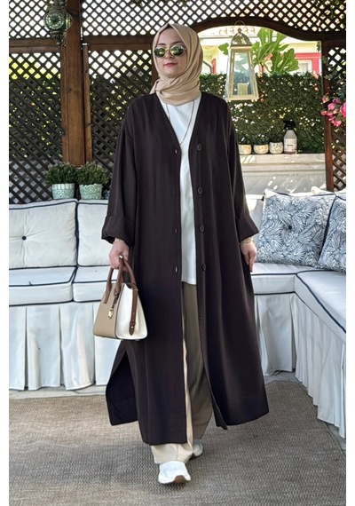 Rabia Şamlı Nazenin Kot Tencel Kap Kahve Normal
