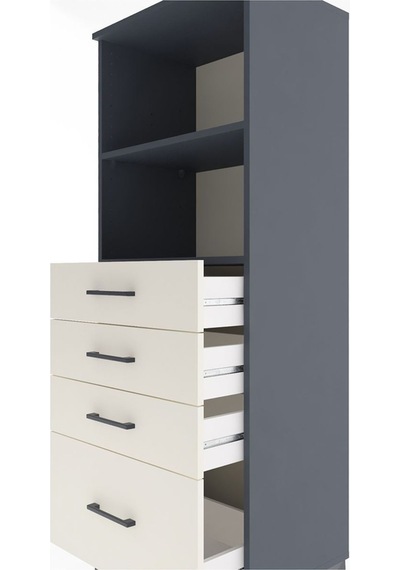 Hyperion Dolap 2 Raflı 4 Çekmeceli 60x44x163 Antrasit-aytaşı Antrasit
