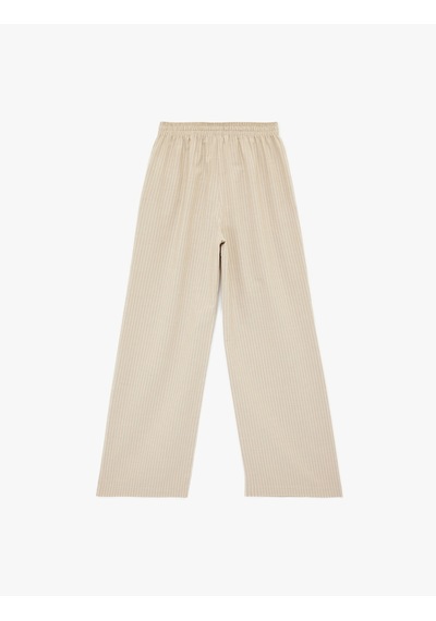 Koton Viskon Karışımlı Beli Bağcıklı Geniş Paça Pantolon Kahverengi Çizgili 6sal40004ıw Koton Viskon Karışımlı Beli Bağcıklı Geniş Paça Pantolon Kahverengi Çizgili 6sal40004ıw