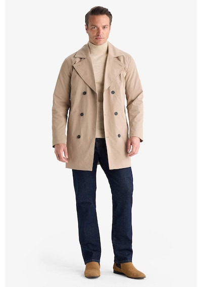 Defacto Slim Fit Dar Kesim Kemerli Düğmeli Trençkot D5528ax25aubn295 Kahve