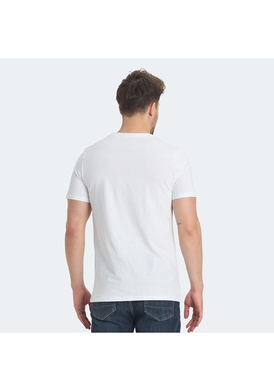 Slazenger RAVID IN Erkek Baskılı Beyaz Tişört