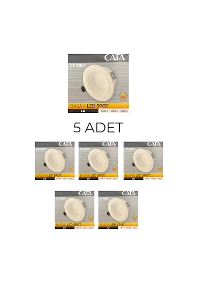 Cata Ct-5260 Başak Led Spot 8w 3 Renk- 5 Li Paket