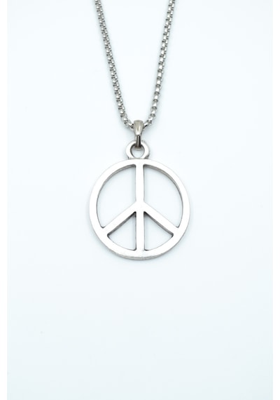 Peace Barış İşareti Örme Zincir Kolye Gümüş