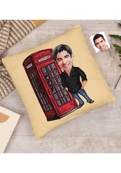 BK Gift Kişiye Özel Erkek Karikatürlü Beyaz Yastık-1