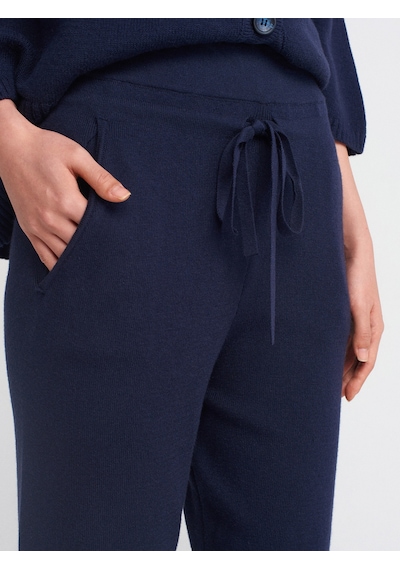 Dilvin 70166 Beli Lastikli Bağcıklı Triko Pantolon-lacivert Lacivert