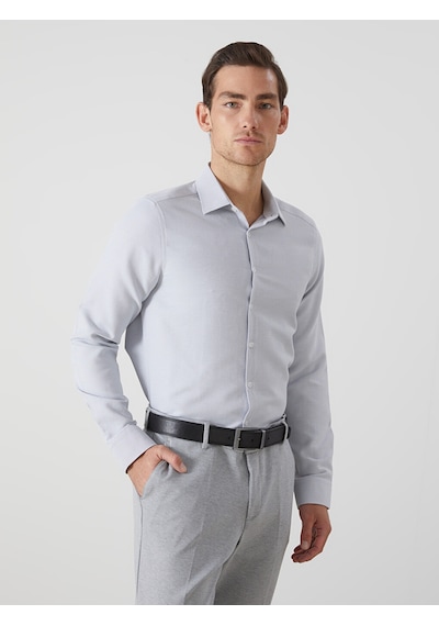 Lcw Busıness Gri Slim Fit Uzun Kollu Armürlü Erkek Gömlek