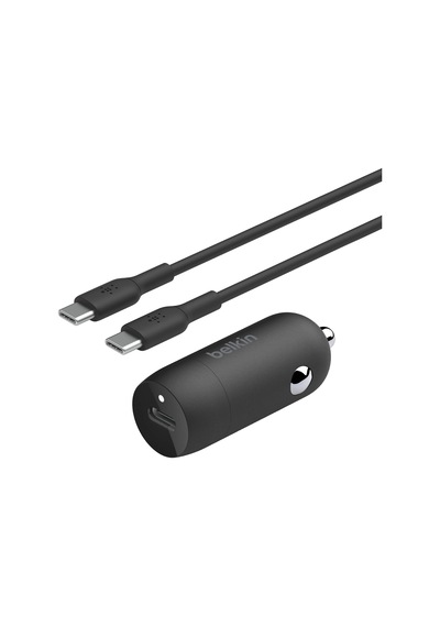 Boostcharge 30w Hızlı Araç Şarj Cihazı, Usb-c Güç Dağıtım Portlu Kompakt Tasarım, Usb-c - Usb-c Kablosu Dahil, İphone 16, 15, Galaxy S23, Note Ve Daha Fazlası İçin Evrensel Uyumluluk - Siyah