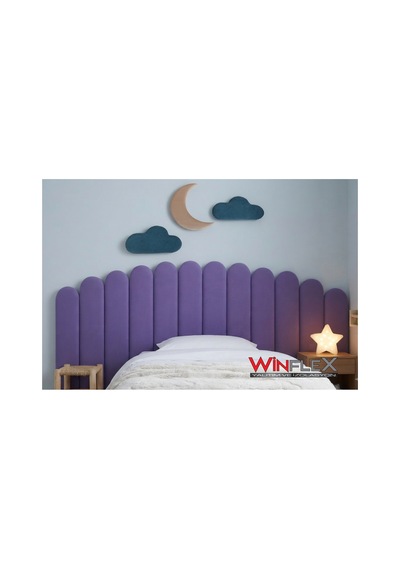 Winflex Yatak Başlık Ay Ve Bulut Set Dekorasyon Panel 180cm-mor 180 CM