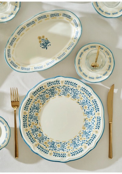 Bella Maison Liana Stoneware 26 Parça 6 Kişilik Kahvaltı Takımı Mavi Mavi