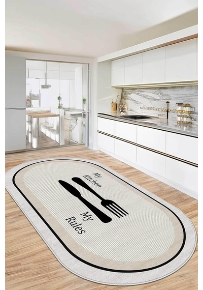 Decomia Home Dijital Yıkanabilir Kaymaz Taban Kitchen Mutfak Halısı Mutfak Dekorasyon,siyah 80 X 300