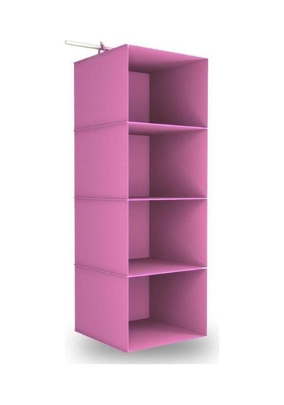 4 Katlı Katlanabilir Dolap İçi Düzenleyici Raf Seti, Çorap Kravat Giysi Organizeri, 2 Adet Pembe - 917003916 Pembe