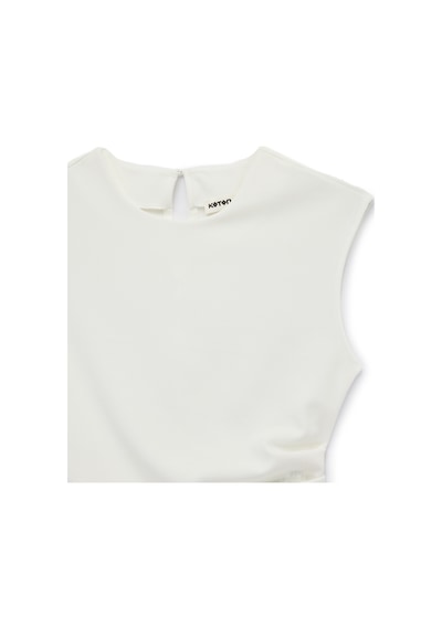 Koton Krep Scuba Kumaş Slim Fit Bisiklet Yaka Kolsuz Drape Detaylı Bluz Beyaz 6sak10005ek Beyaz Koton Krep Scuba Kumaş Slim Fit Bisiklet Yaka Kolsuz Drape Detaylı Bluz Beyaz 6sak10005ek Beyaz