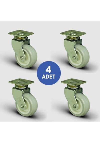 4 Adet Eb01Zkc50. Oynak Tablalı Pvc Kaplı Mobilya Tekerleği.