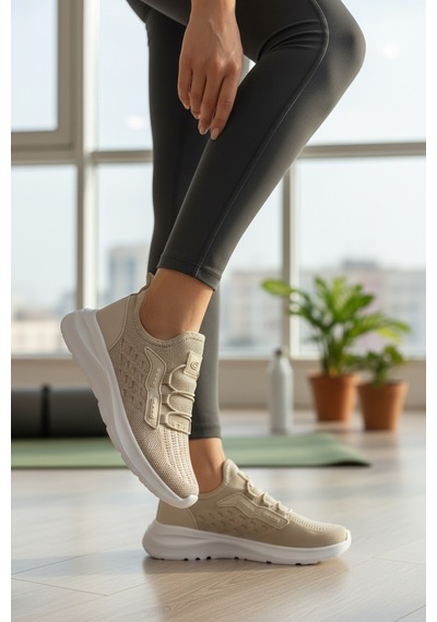 Enoch Kadın Ergonomik Tabanlı Hava Alan Pilates Ve Fitness Ayakkabısı Bej