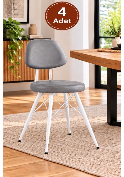 4 Adet Ece Metal Sandalye Cafe,restaurant,mutfak,salon,yemek Odası Sandalyesi Beyaz