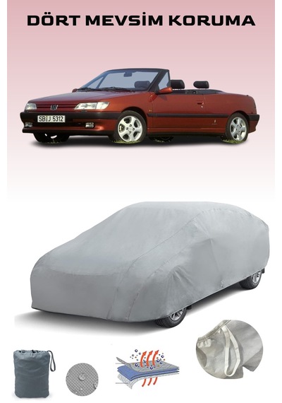 Gri Peugeot 306 Cabriolet 1997 - 2003 Araba Brandası, Oto Örtüsü, Araba Çadırı Gri