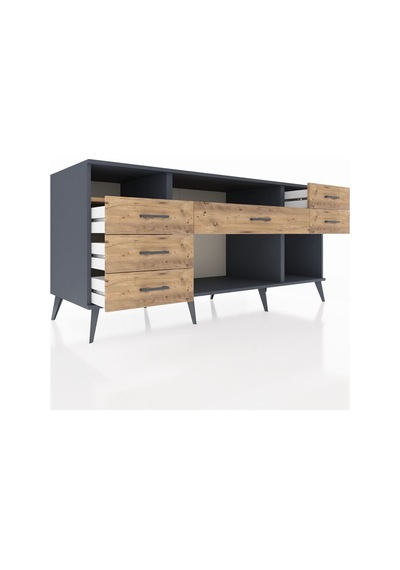 Kronos Konsol 2 Raflı 6 Çekmeceli 176x59x83 Antrasit-çam/çam Çam/çam Kronos Konsol 2 Raflı 6 Çekmeceli 176x59x83 Antrasit-çam/çam Çam/çam