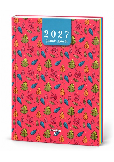 2027 Günlük Ajanda Yapraklar Turuncu Çok Renkli