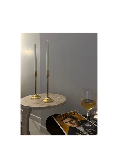 Gold Rengi Twıns 2'li Şamdan & Mumluk Seti Altın - 817604123 Altın