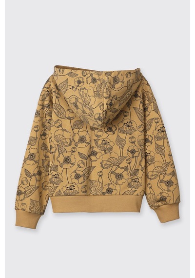 Panço Kız Çocuk Çiçek Desenli Hardal Sweatshirt Sarı