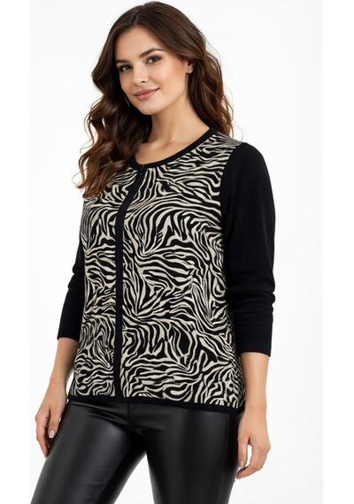 Gürkan Kadın Zebra Desen Triko Kazak Bgl-st05286 Krem