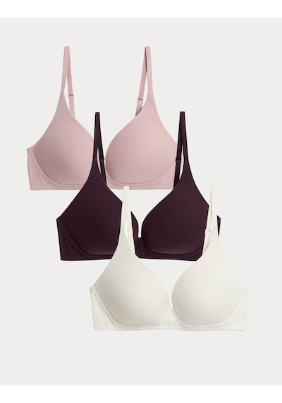 Marks & Spencer 3'lü Balensiz Pamuklu T-Shirt Sütyeni Seti T33003276 Kahverengi