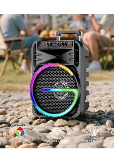 Bluetooth Hoparlör Rgb Işıklı Çift Mikrofonlu Kablosuz Speaker Kts-2170 Siyah