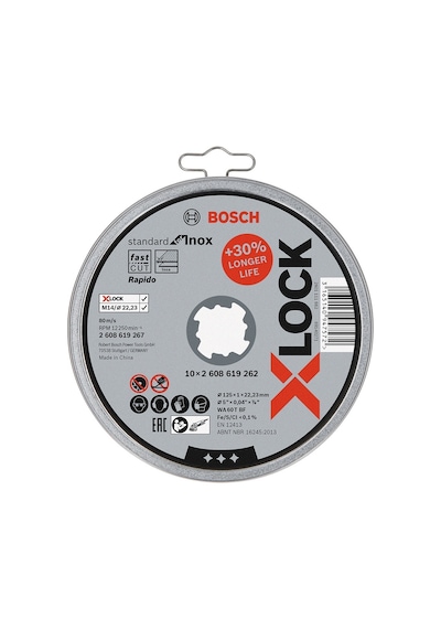 Bosch X-lock 125 1.0mm Standard Seri Düz Inox Kesme Diski Taş - Rapido 10'lu - 2608619267