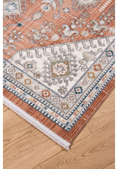 Polipropilen Polyester Pamuk Tabanlı Dokuma Halı Otantik Modern Salon Mutfak Halısı Terra Rengi N0104a Terra