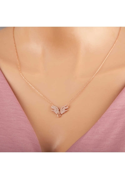Gumush   Gümüş Rose Melek Kanadı Sonsuzluk Kadın Kolye