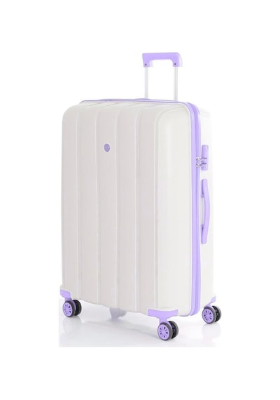 Mçs Bavul Büyük Ve Orta 2li Set Kırılmaz Silikon Valiz V305 Kemik/lila Bej