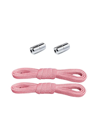 Ayarlanabilir 1 Çift Pembe Vidalı Kapsül Uçlu 6 Mm Lastik Pratik Bağcık Pembe