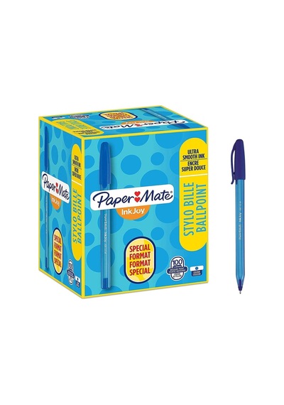 Inkjoy 100 1.00mm Kapaklı Mavi Tükenmez Kalem 100 Lü Çok Renkli