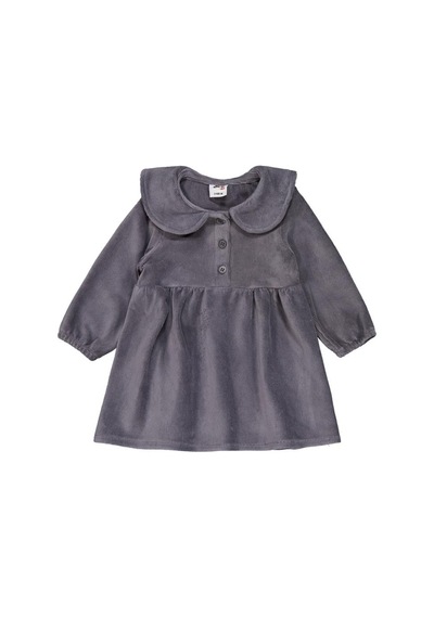 Civil Baby Düğme Detaylı 6-18 Ay Elbise - Gri Koyu Gri