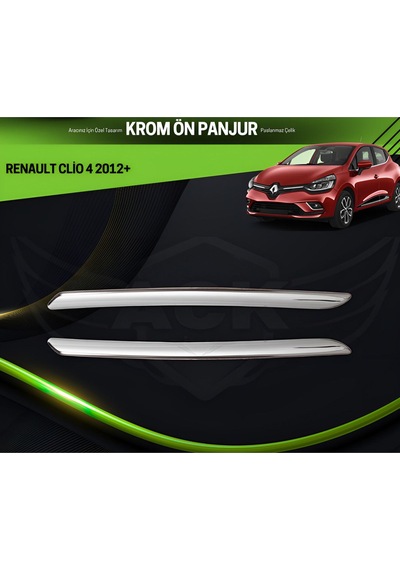 Renault Clio 4 2012+ Araca Özel Krom Ön Panjur A+