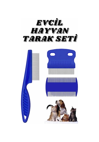 Evcil Hayvan Bit Tarağı Seti Paslanmaz Çelik Bıçaklı 4'lü Set