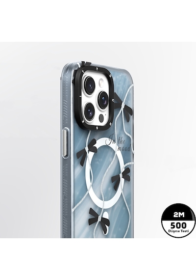 Apple Uyumlu iPhone 15 Pro Kılıf Magsafe Şarj Özellikli Airbagli Çift Katmanlı Youngkit Star&butterfly Serisi Gri