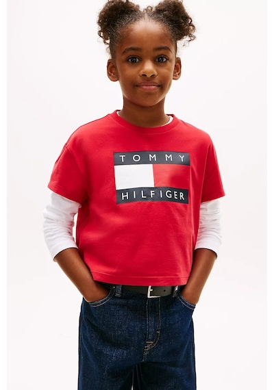 Kız Çocuk Büyük Logolu T-shirt - Kırmızı Primary Red