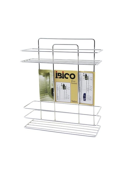 İbico K13-017 Banyo Köşelik Duşakabin Rafı Ve Şampuanlık 2 Katlı Dikdörtgen - Krom Metal- 12'li Paket Diğer