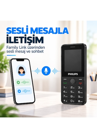 Philips E6808P 4G VoLTE Tuşlu Cep Telefonu 2.4” Ekran 1700mAh Batarya Görüntülü Arama Family Link Asker-Yaşlı-Öğrenci Siyah
