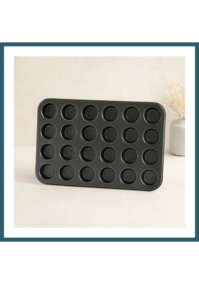 Bezos 24 Gözlü Metal Muffin Kek Kalıbı Siyah Ob