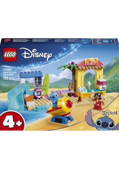 LEGO® ǀ Disney Lilo ve Stiç ile Plaj Eğlencesi 43280 – 4 Yaş Üzeri Çocuklar için 2 Karakter İçeren Oyuncak Yapım Seti (113 Parça)