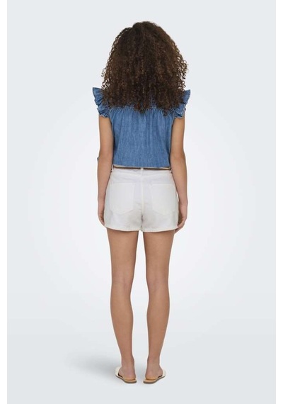 Only Onlkelly % 100 Pamuk Regular Fit Yüksek Bel Kot Short Bayan Short 15221469 Ekru