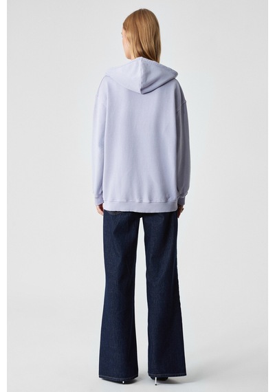 Ethıquet  NISPORENI Kadın Oversize Fit Kapüşonlu %100 Organik Pamuk 3 İplik Lila Sweatshirt