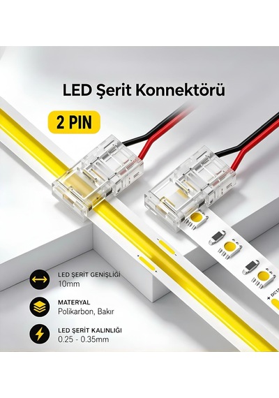 Cob+smd Şerit+şerit T-l Bağlantı Konnektörü 10mm 10 adet