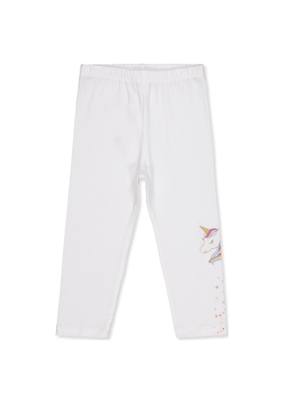 Civil Girls Unicorn Baskılı 2-5 Yaş Tayt - Ekru 41L71157125W1