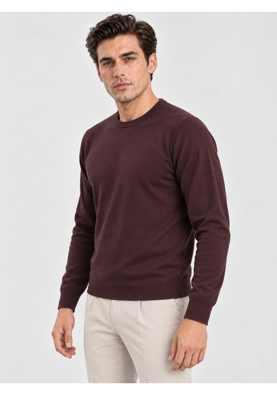 Danger Erkek Basic Triko Kazak Bordo